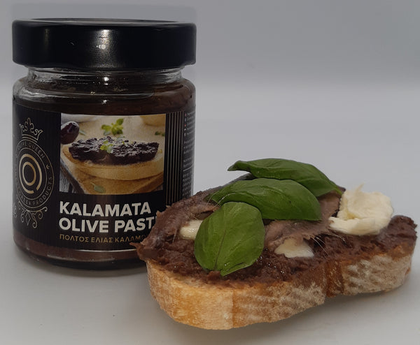 Pikante Olivenpaste aus schwarzen Kalamata Oliven mit pikanten Gewürzen